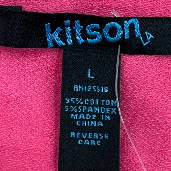 Kitson LA Peace Sign Zip Hoodie Women Large Pink Yellow Short Sleeve Y2K Romcom - Picture 3 of 8